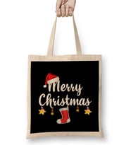 Yılbaşı Yeni Yıl Konseptli Merry Christmas 020 Bez Çanta Uzun Saplı