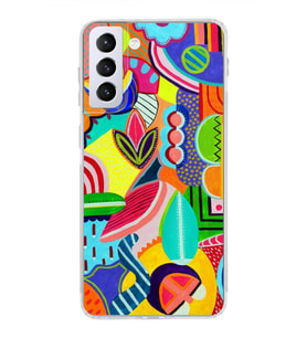 PrintiFy Samsung Galaxy S21 Plus ile Uyumlu 1mm Slim Fit Retro Colors 6 Baskılı Şeffaf  Kılıf