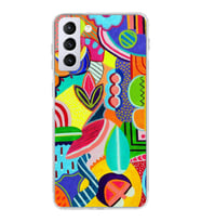 PrintiFy Samsung Galaxy S21 Plus ile Uyumlu 1mm Slim Fit Retro Colors 6 Baskılı Şeffaf  Kılıf