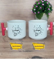 Doğum Günü Hediyesi Kupa Bardak T Kırmızı Kulplu Arkadaşa Kardeşe Hediye