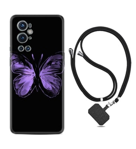 Tecno Spark 9 Pro Kılıf Resimli Boyun Askılı İpli Desenli Silikon Series Black Butterfly 1879