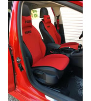 FORD ile uyumlu Nakışlı Ön İkili Oto Koltuk Minderi 2 Adet Boyun Yastığı 2 Adet Kemer Pedi KIRMIZI