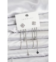 Pirinç Gümüş Renk Yonca Model Sallantılı Kadın Küpe 5886 - HPSBYI5477-2971