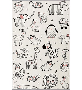 Eliana Home Baskılı, Yıkanabilir Kaymaz Taban Çocuk Halısı LNA4025 100x150 cm (Beyaz)