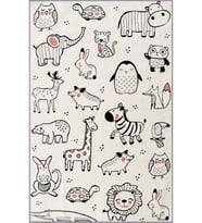 Eliana Home Baskılı, Yıkanabilir Kaymaz Taban Çocuk Halısı LNA4025 100x150 cm (Beyaz)