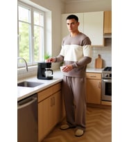 Unisex Renk Bloklu Waffle Dokulu Pijama Takımı Fonksiyonel Dayanıklı Kaliteli Konforlu Şık