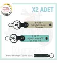 Motosiklet Aşıkları İçin Özel, İsim Plaka ve B - Kan Grubu Yazılı x2 Anahtarlık, S Kahve-Turkuaz-Syh (Çok Renkli)