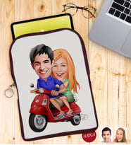 BK Gift Kişiye Özel Sevgililer Karikatürlü Taşınabilir Koruyucu Tablet Kılıfı & Organizer Çanta - Bordo-10