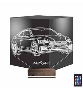 Luvivia Spor Araba Audi Kişiye Özel 3D Lamba - Masa Gece Lambası