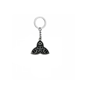 Triquetra, Güneş Ay ve Yıldız Figürlü Pentagram Unisex Metal Anahtarlık – Mistik & Gotik Aksesuar