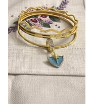 Kutup Yıldızı Charm 3 Adet Ajda 1 Adet Zigzag 925 Ayar Gümüş Ajda Bilezik