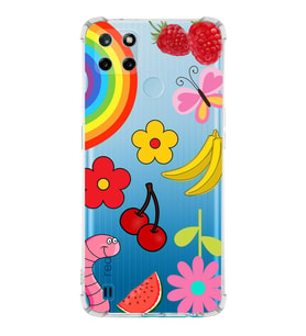 PrintiFy Realme C25 Uyumlu Water Color 5 Baskılı Şeffaf Köşe Korumalı Antişok Kılıf