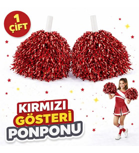 1 Çift Kırmızı Okul Gösteri Ponponları Ekstra Dolgun