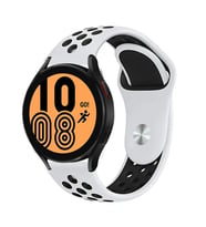 Huawei Honor Magic 2 46Mm 22mm Uyumlu Kordon Silikon Esnek Yumuşak Delikli Spor KRD-02 Kayış (Beyaz-Siyah)