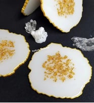 Epoksi 4 lü Bardak Altlığı Takımı (Beyaz)