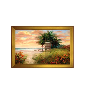 Manzara Temalı Kanvas Tablo 80 x 110 cm Gold Çerçeve