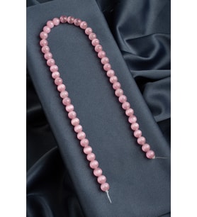 Kedi Gözü Doğal Taş Parlak Pembe Küre Kesim 8mm Dizi [B+]