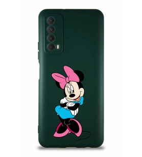 Huawei Y7A Soft Premier Kapak Minnie Mouse-D Tasarımlı Silikon Kılıf - Yeşil (Şeffaf)