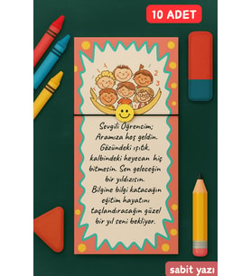 10 Adet Okul Hoşgeldin Kartlı Emoji Bileklik - Okul Hediyesi - Sınıfına Hoşgeldin - Öğrenci Hediyesi (Sarı)