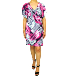 Kadın Pembe V Yaka Elbise BGL-ST00713