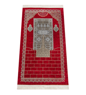 Kabe Desenli Ultra Plus Kırmızı Şönil Seccade 19 (Karışık)