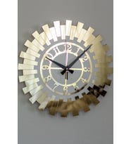 Modern Gold Güneş Duvar Saati Dekoratif Türk Rakamlı Mdf Üzeri Aynalı Pleksi 50x50 Cm