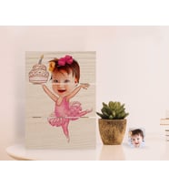 BK Gift Kişiye Özel Bebek Doğum Günü Karikatürlü Otantik Masaüstü Ahşap Palet Çerçeve-3 (Beyaz)