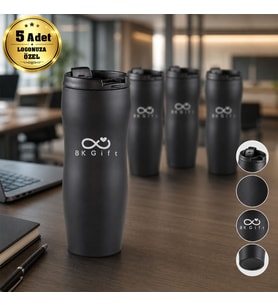 Logonuza Özel 5 Adet 783 Çelik Kupa 400 ml Termos Özellikli Kurumsal Çelik Mug