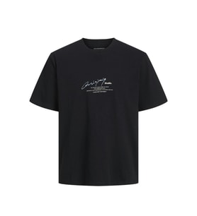 Jack&Jones JORMANCHESTER SCRIPT TEE SS CREW NECK Siyah Erkek T-Shirt 12273373