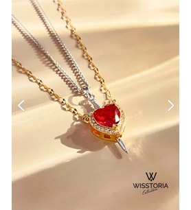 Wisstoria Collections Çelik Birlikte Tamamlanan Kalp Sevgili - Çift Aşk Kolyesi 2li Erkek-Kadın (Gümüş-Sarı)