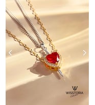 Wisstoria Collections Çelik Birlikte Tamamlanan Kalp Sevgili - Çift Aşk Kolyesi 2li Erkek-Kadın (Gümüş-Sarı)