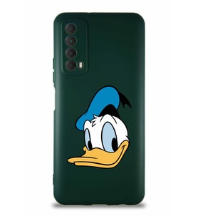 Huawei Y7A Soft Premier Kapak Donald Duck-B Tasarımlı Silikon Kılıf - Yeşil (Şeffaf)