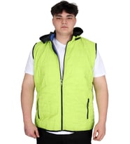 Mode XL Büyük Beden Erkek Kapüşonlu Fermuarlı Şişme Yelek U24700 Koyu Yeşil