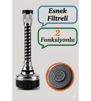 Esnek 2 Fonksiyonlu Metal Musluk Başlığı Filtreli Su Tasarruf Aparatı Tüm Musluklara Uyumlu 15 cm