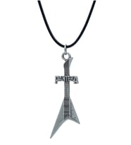 Pantera Elektro Gitar Deri ip Kolye - Gümüş Kaplama - Kadın Erkek Kolye - No:1038
