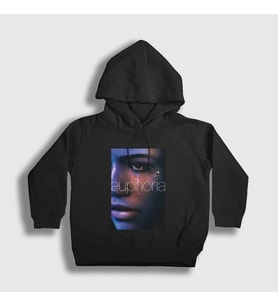 Presmono Unisex Çocuk Siyah Zendaya Rue Dizi Euphoria Kapüşonlu Sweatshirt 462392tt
