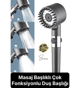 Premium Masajlı Filtreli Çok Fonksiyonlu Aç Kapa Terapi El Tepe Duş Başlığı Ayarlanabilir Handshower