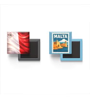 Buzdolap Magnetleri - Malta Bayrağı ve Valletta Posta Pulu Tema - 2'li Set Magneti