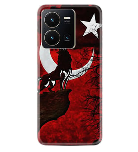 Vivo Y35 Kılıf Resimli Desenli Baskılı Silikon Wolf and Moon 2 1381