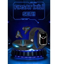 İthalat® Yeni Nesil Akıllı Saat Kablosuz Kulaklık Kampanyası İkili Set Bluetooth Bağlantılı
