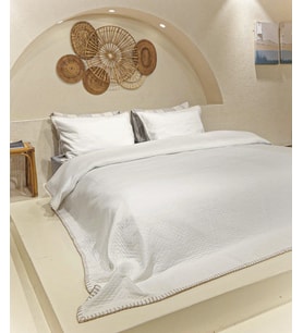 Koza Home Patara Beyaz Çok Amaçlı %100 Pamuk Çift Kişilik Yatak Örtüsü 240x250 7505A