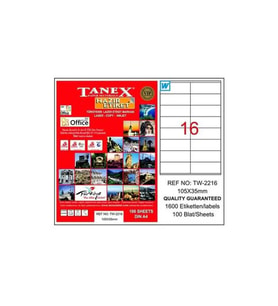 Tanex Lazer Etiket 100 Yaprak 105x35 Mm Lazer Yazıcı Etiketi