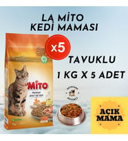 La Mito Tavuklu Yetişkin Açık Kedi Maması 1 Kg  x 5 adet