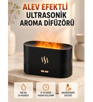 Ultrasonik Aromaterapi Difüzörü 180 Ml Hazneli Dekoratif Alev Efektli Nemlendirici