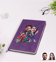 BK Gift Kişiye Özel Sevgililer Karikatürlü Mor Termo Deri Defter Model 97