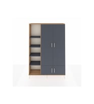 Arges Gardrop 6 Raflı 4 Kapaklı Tek Askılı 132x30x195 Çam-Antrasit
