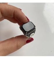 Harfli Gümüş Erkek Yüzük