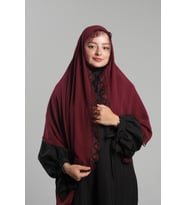 Bordo Namaz Başörtüsü Şal Şifon Güpürlü 202106_16
