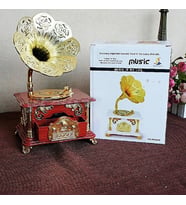 Özel Vintage Gramofon Müzik Kutusu Ve Çekmeceli Takı Aksesuar Mücevherat Kutusu
