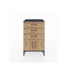 Hyperion Komodin 3 Çekmeceli 2 Kapaklı 60x44x96 Antrasit-Çam